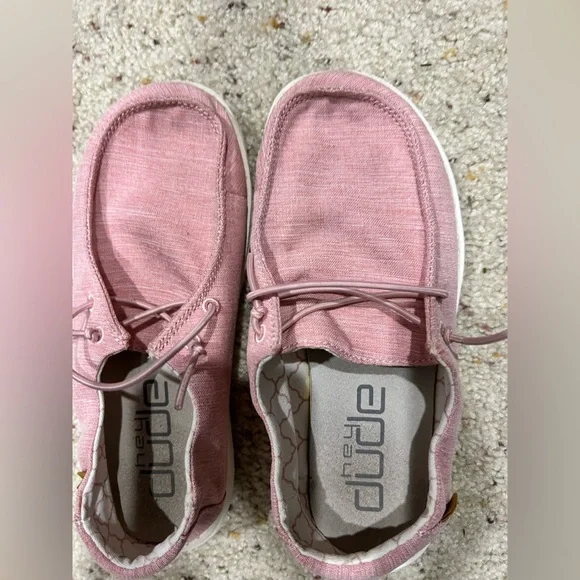 Girls kids youth Hey Dude pink linen cotton candy shoes Y2-3 - Picture 3 of 8